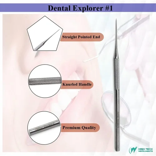 Vista 3 de Herramienta de cuidado dental para eliminar la placa y el sarro en casa hecha de acero inoxidable con puntas de precisión Diseño de mango moleteado