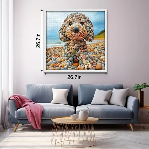 Vista 3 de PICKFORU Divertidos rompecabezas de perro de 1000 piezas para adultos, rompecabezas de perro guardián de playa de verano, interesante tema