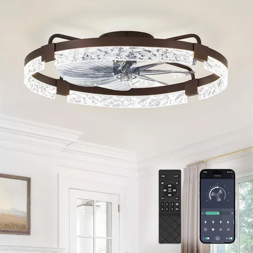 Vista 10 de LEDIARY Ventiladores de techo de perfil bajo de 19.7" con luces, aplicación