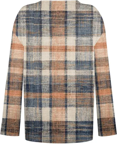 Vista 4 de Kenvina Blusa de manga larga para mujer, estilo bohemio, con cuello en V, con estampado elegante, camisas de moda