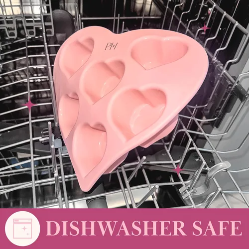Vista 5 de Paris Hilton Molde de silicona con forma de corazón, molde antiadherente en forma de corazón, apto para horno para pasteles, brownies y postres, 6
