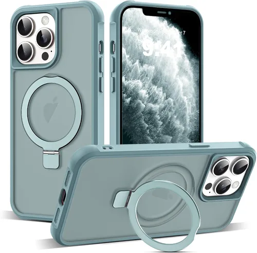 Vista 145 de SKYLMW - Funda compatible con iPhone 11 de 6.1 pulgadas, con soporte magnético invisible tipo anillo, funda translúcida de grado militar, compatible