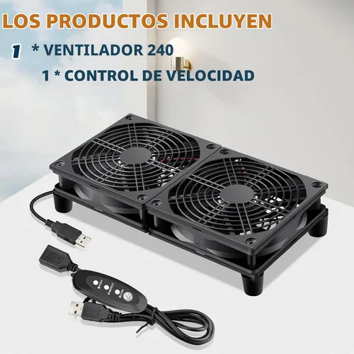 Vista 7 de Ventilador de refrigeración con router USB de 4.724 in x 2