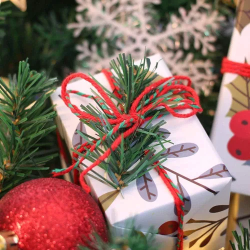 Vista 5 de Rollos de cordel de algodón para Navidad, hilo retorcido rojo y verde, juego de 2, para envolver regalos, hornear, manualidades, jardinería
