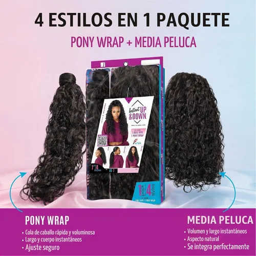 Vista 3 de Sensationnel Instant Updown Halfwig Pony-Iud 2, 1 JETBLACK