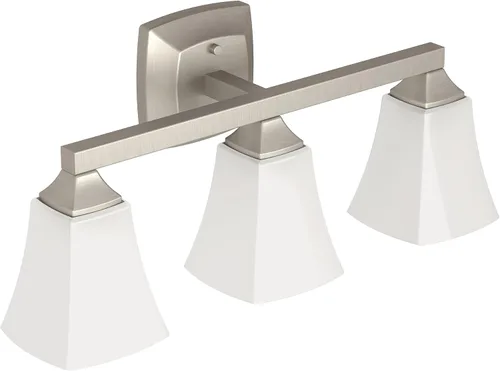 Vista 11 de Moen Voss YB5163ORB - Accesorio de tocador de baño de doble montaje con 3 luces de bronce aceitado con vidrio esmerilado