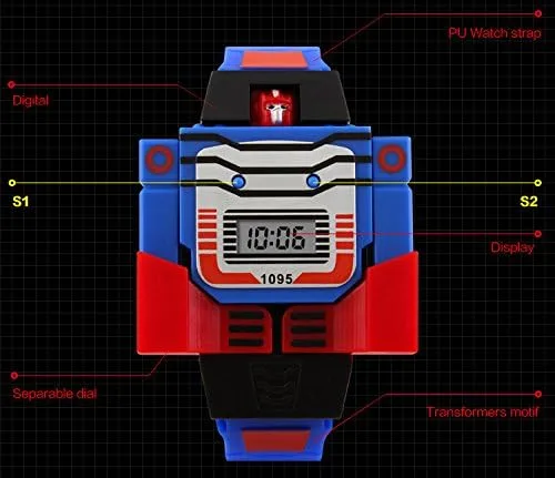 Vista 4 de vigoroso reloj digital Pu de Transformers Bumblebee Dibujos animados reloj de pulsera para niños y niñas.