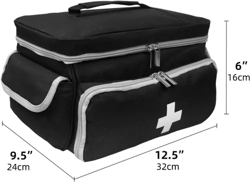 Vista 7 de ALSLEA Bolsa de primeros auxilios vacía, bolsa pequeña de medicamentos, organizador portátil de suministros médicos para viajes, hogar, oficina