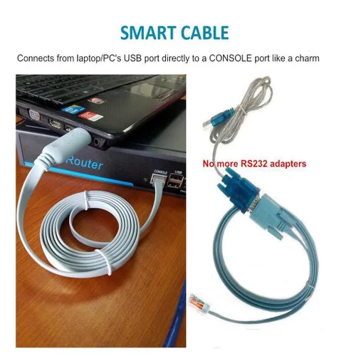 Vista 6 de Cable de consola USB para router Cisco, chipset Ftdi USB a Rj45, cable adaptador para portátiles en Windows, Mac, Linux (12 pies)