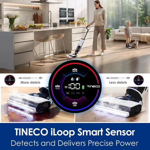 Vista 5 de Tineco Floor ONE S7 Aspiradora y trapeador a vapor inalámbrico todo en uno para limpieza húmeda y seca, lavadora de pisos para limpieza