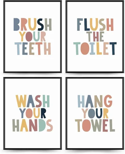 Vista 9 de Impresiones de Arte de Pared para Baño de Niños Wheatwin, Decoración de Pared de Ganso para Baño