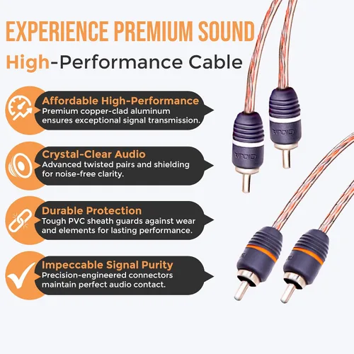 Vista 3 de Elite Audio EA-RCA1.5 Cable RCA estándar de 2 Ch - Par de cables trenzados macho a macho de 1.5 pies con reducción de ruido