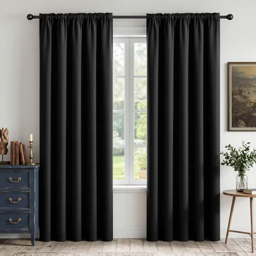 Vista 49 de CUCRAF - Cortinas opacas beige de 45 pulgadas, juego de 2 paneles con bolsillo para barra, cortinas para oscurecer dormitorios y sala de estar