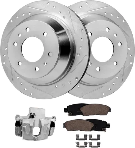 Vista 168 de Detroit Axle - Rotores de freno para Ford 2013-2019 Explorer Taurus Flex Lincoln MKT MKS, rotores de freno de disco ranurados perforados de repuesto