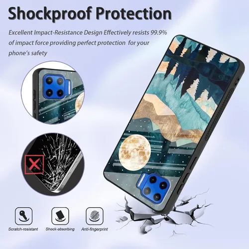 Vista 200 de Funda para Motorola Moto Edge 2022, cubierta trasera de vidrio templado con protector de pantalla, funda protectora a prueba de golpes para Motorola