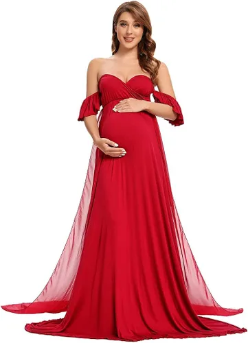 Vista 4 de Vestido de maternidad ajustado maxi vestido tubo largo de maternidad vestido de fotografía para sesión de fotos baby shower