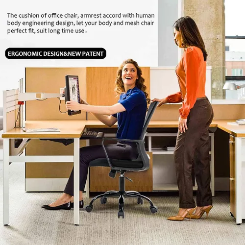 Vista 6 de BestOffice Silla giratoria para computadora, soporte lumbar ejecutivo, silla de malla, taburete ajustable para mujeres y hombres (negro)