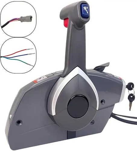 Vista 2 de Caja de control remoto marino 5006180 con interruptor de llave adecuada para motor fuera de borda Evinrude Johnson OMC BPR montado lateralmente