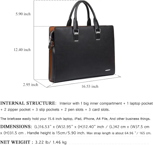 Vista 4 de BOSTANTEN Bolso de negocios del ordenador portátil del hombro del maletín del cuero formal para los hombres y las mujeres