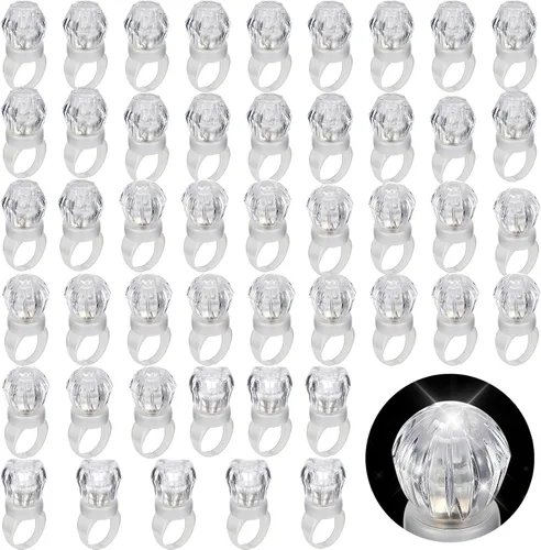 Vista 5 de Retisee Paquete de 50 Anillos con Luz LED Favores de Fiesta de Despedida de Soltera Juguete que Brilla en la Oscuridad Decoración de Fiesta