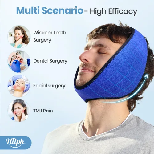 Vista 2 de Hilph Paquete de hielo facial Wisdom Teech, envoltura para la cabeza para cirugía oral facial, alivio del dolor para ATM, envoltura de hielo