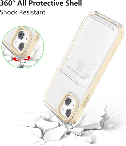 Vista 7 de ZCDAYE Funda para iPhone 13, iPhone 13 (6.1 pulgadas) con tarjetero y funda transparente de TPU suave a prueba de golpes para iPhone 13