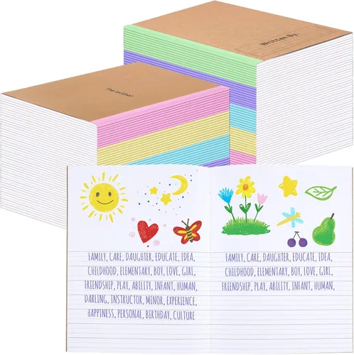Vista 13 de Henoyso Paquete de 5 cuadernos de composición primaria, 9-3/4 x 7-1/2 pulgadas, diario primario para niños, cuaderno de escritura K-2 para niños