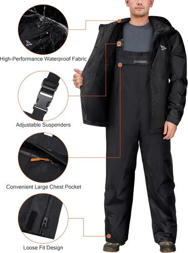 Vista 4 de Rodeel Conjunto de chaqueta impermeable y overol, chaqueta impermeable para lluvia, máxima protección para aventuras al aire libre