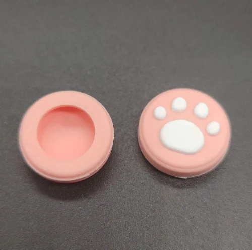 Vista 3 de Juego de 2 agarres de silicona para mando analógico de Nintendo Switch NS y Switch Lite Controller Joy-Con ThumbStick rosa y blanco
