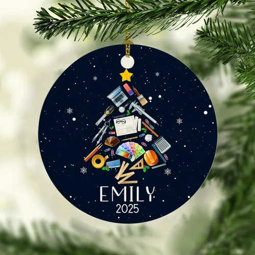 Vista 4 de Adorno con nombre personalizado para arquitecto, recuerdo de arquitecto favorito de Santa, adorno de árbol de Navidad de arquitecto personalizado