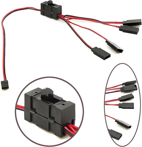 Vista 2 de 1/10 RC Car Crawler Cable de luz LED de 4 vías con interruptor de controlador Y Cable Modelo de coche DIY Reemplazo para TRX-4 SCX10 1/10