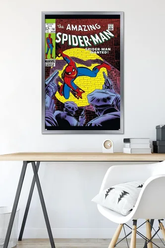 Vista 18 de Marvel Comics Amazing Spider-Man #70 - Póster de pared, 22.4 pulgadas de largo x 14.7 pulgadas de ancho, versión enmarcada de madera de granero