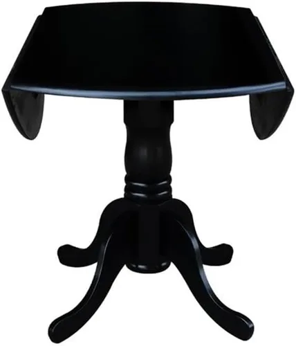 Vista 7 de IC International Concepts, Mesa de comedor redonda con pedestal de doble hoja de 42 pulgadas, madera maciza, madera de parawood real, 42 pulgadas