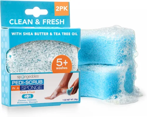 Vista 30 de Spongeables Pedi Scrub Foot Exfoliating 20+ Wash Sponge, aceite de argán, 2