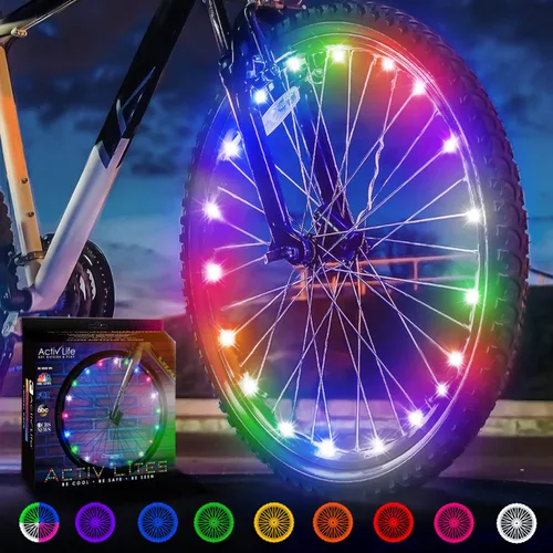 Vista 9 de Activ Life Luces LED para rueda de bicicleta con pilas incluidas. Obtén 100% más brillantes y visibles desde todos los ángulos para la máxima
