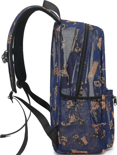 Vista 9 de CAMTOP Mochila de malla para niños y niñas, mochila transparente para preescolar, mochila casual para escuela, playa, viajes, deportes, Azul