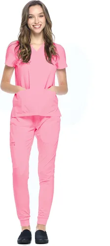 Vista 11 de Dagacci Medical Uniform® Women's V-Neck Jogger Scrubs Negro