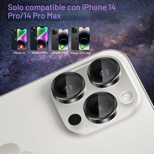 Vista 7 de Protector de lente de cámara para iPhone 14 Pro/14 Pro Max, negro