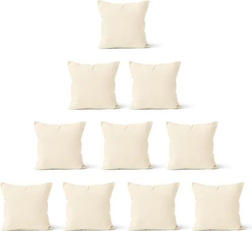 Vista 44 de Encasa XO Juego de 2 fundas de almohada de 12 x 12 pulgadas, color beige, sin rellenos, fundas de almohada de algodón para sala de estar, cama