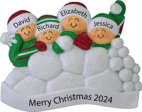 Vista 11 de Adorno familiar de Navidad personalizado para familia de 3, adorno de familia de tres nietos, adorno de bola de nieve personalizada, adornos