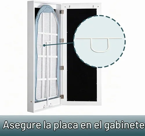 Vista 6 de Armario delgado de pared para tabla de planchar con puerta