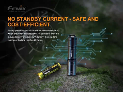 Vista 6 de Fenix Linterna LED E01 V2 de 100 lúmenes con batería alcalina AAA EdisonBright (azul)
