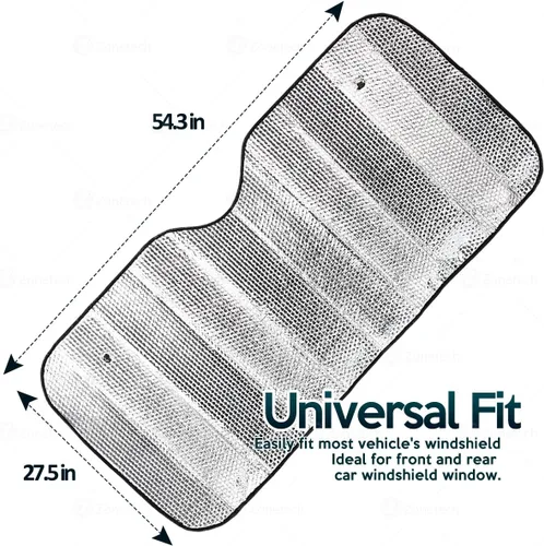 Vista 3 de ZONETECH Parasol plegable plateado para automóvil, protector solar reflectante metálico de acordeón de alta calidad