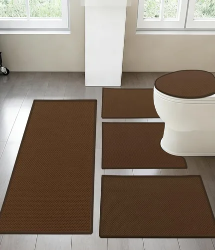 Vista 26 de YIHOUSE Juego de 2 tapetes de baño ultrafinos de secado rápido, tapete de baño absorbente para baño, antideslizante, lavable a máquina (beige)