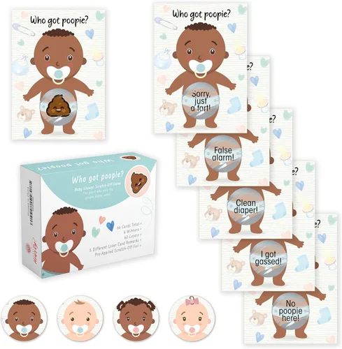 Vista 7 de Party Hearty Deliciosa diversión para baby shower – 50 divertidos arañazos de Poopie – Ideal para todos los géneros 50 tarjetas, divertida