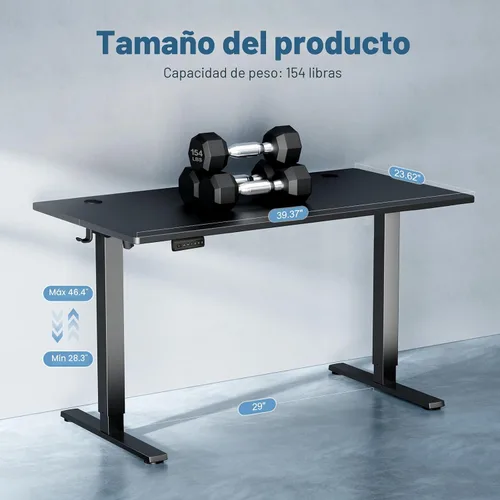 Vista 7 de DUMOS Escritorio eléctrico de pie de 40 pulgadas con altura ajustable, estación de trabajo para computadora para trabajar sentado o de pie, mesa