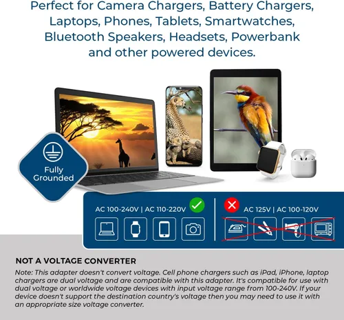 Vista 9 de OREI Adaptador de enchufe para viajes a Sudáfrica, Botsuana, Namibia con doble USB - Entrada EE. UU. - Tipo M (U2U-10L), Funcionará con teléfonos