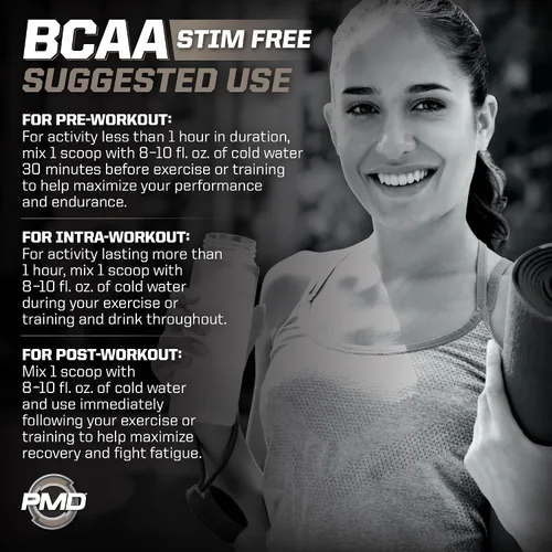 Vista 4 de PMD Sports BCAA - Aminoácidos sin estimulación – Mejor rendimiento de entrenamiento, recuperación mejorada, energía diaria, constructor muscular