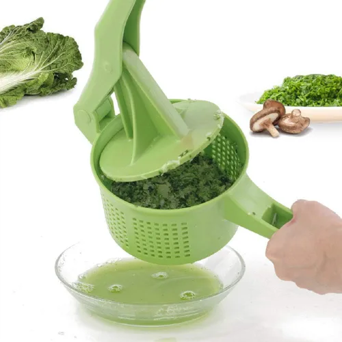 Vista 9 de Spinner - Exprimidor creativo de verduras para apretar frutas, herramienta de deshidratación de presión manual para cocina, comedor (verde)