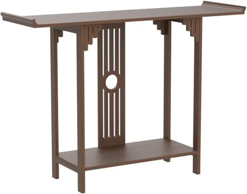 Vista 5 de Gdrasuya10 Mesa de sofá consola de bambú de nogal de 40 pulgadas, mesa de sofá vintage, mesa de consola estrecha y larga, estilo japonés, mesa